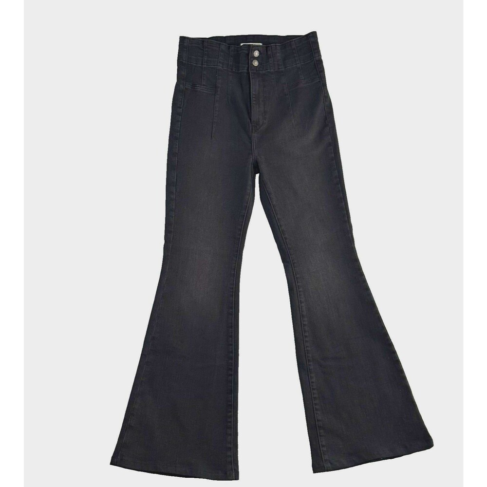 Free People We The Free Jayde Flare Jeans Women's 31 Black Onyx High Rise Boho